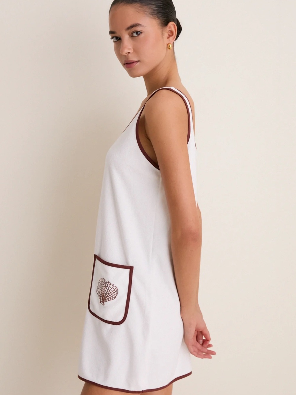 TuckerNuck Blanc Shell Embroidered Mini Terrycloth Dress Coverup - Picture 3 of 6